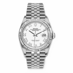 rolex datejust 126234 0025 white roman dial 36mm stainless steel...