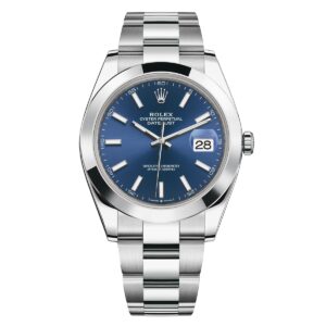 rolex datejust 126300 41mm smooth bezel blue index dial oyster...