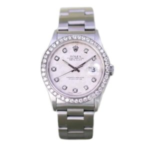 rolex datejust 16200 aftermarket diamond floral dial and bezel...
