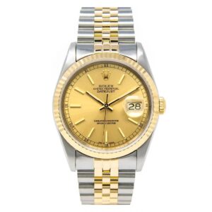 rolex datejust 16233 36mm steel yellow gold champagne dial watch...