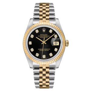 rolex datejust 16233 steel and yellow gold aftermarket black...