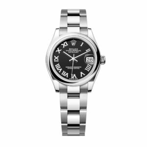 rolex datejust 278240 0001 31mm black roman domed bezel oyster...