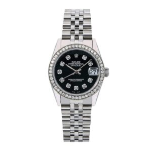 rolex datejust 68274 31mm black aftermarket diamond dial and bezel...