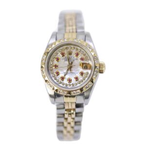 rolex datejust 69173 aftermarket mop diamond dial 26mm 18k yellow...