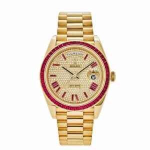 rolex day date 40mm 228398tru diamond paved dial ruby bezel...