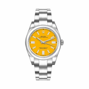 rolex oyster perpetual 126000 0004 yellow dial stainless steel...