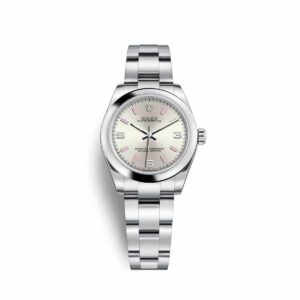 rolex oyster perpetual 177200 0009 silver dial with luminescent...