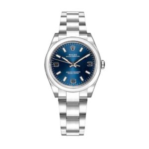 rolex oyster perpetual 177200 4 blue arabic dial with luminescent...