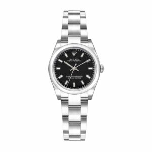 rolex oyster perpetual 177200 black dial with luminescent markers...