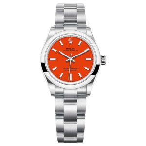 rolex oyster perpetual 277200 0008 coral red dial 31mm oyster...