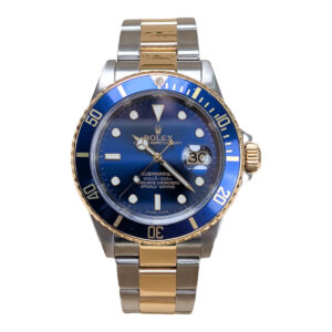 rolex submariner 16613 40mm blue dial two tone watch – luxury...