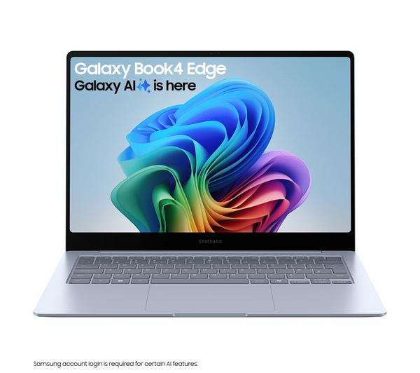 samsung galaxy book4 edge 14" laptop, copilot+ pc snapdragon x elite, 512 gb ssd, sapphire blue