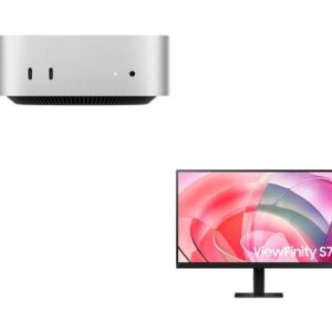 samsung viewfinity s7 ls27d700eauxxu 4k ultra hd 27" ips lcd monitor & mac mini (2024) (m4, 512 gb ssd, silver) bundle