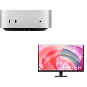 samsung viewfinity s7 ls32d700eauxxu 4k ultra hd 32" ips lcd monitor & mac mini (2024) (m4, 256 gb ssd, silver) bundle