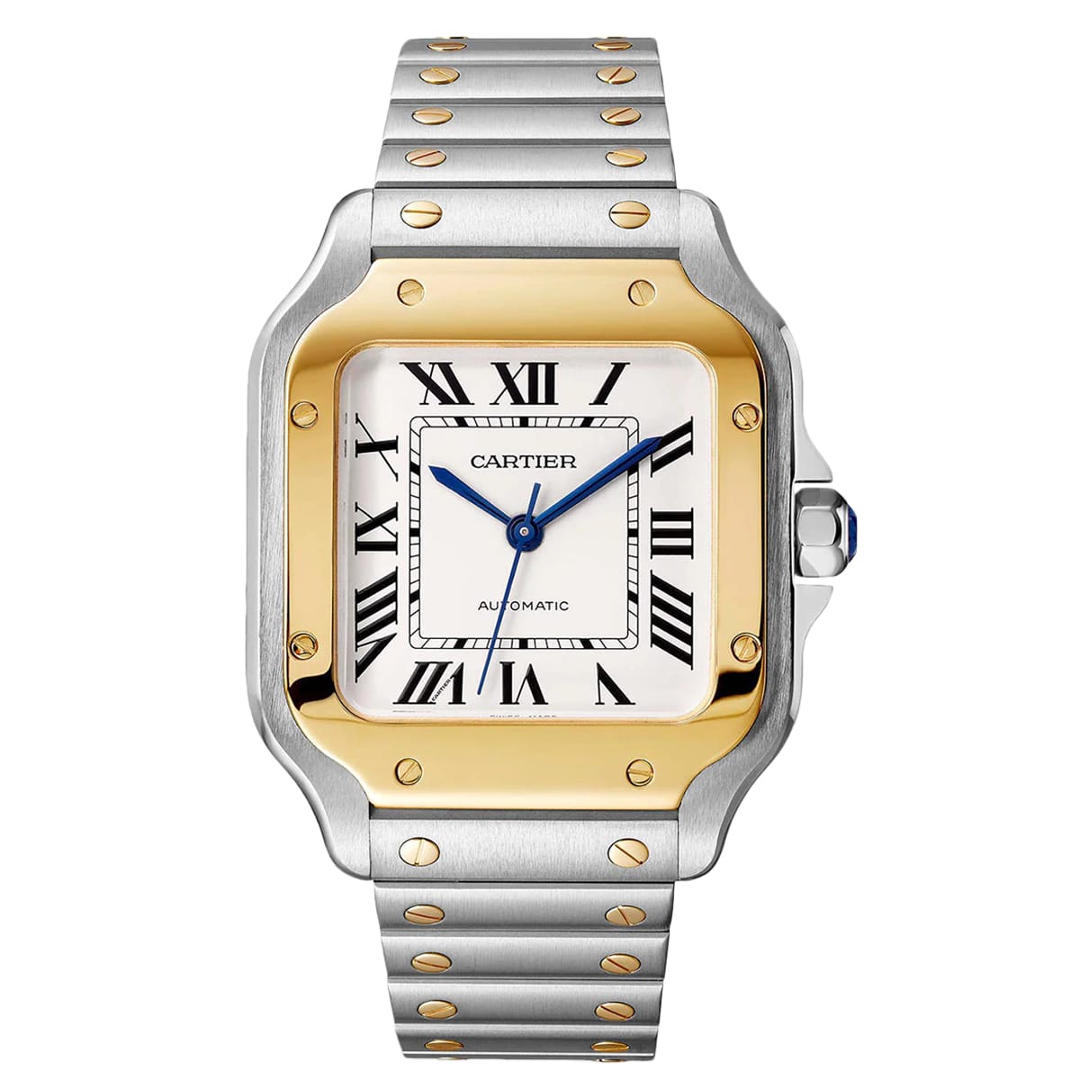 santos de cartier medium w2sa0007 automatic white roman dial steel...
