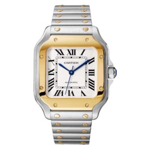 santos de cartier medium w2sa0016 automatic white roman dial steel...