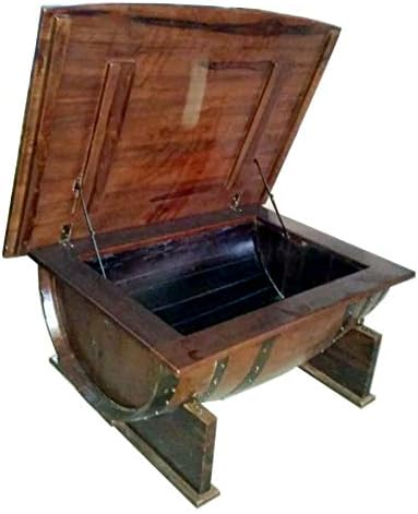 MGP Lift Top Oak Barrel Coffee Table with Storage Compartment
