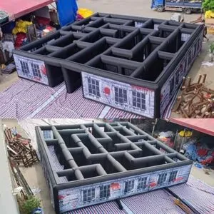33x33ft Large Halloween Haunted House Inflatable Maze Game Spooky Inflatable Maze Labyrinth Puzzel Game for Halloween (10x10m with Blower)
