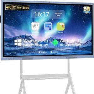 65" Smart Board - 4K UHD Interactive Whiteboard with Dual OS (Android/Windows), All-in-One Digital Electronic Whiteboard for Conference Rooms &...