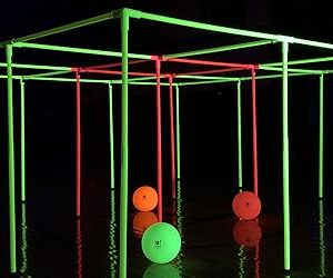 9 Square in The Air—Neon Game Set. Original & Best. Glows Under Blacklight! Height Adjustable, Portable & Waterproof. Great for All Ages & Skill...