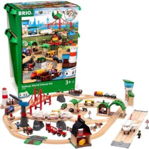 BRIO World Railway World Deluxe Set - 106-Piece FSC-Certified Wood and Accessory Train Set - Works with All Wooden Train Sets - Includes Tracks,...
