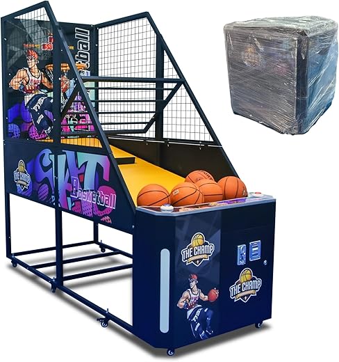 Commercial Grade Arcade Basketball Machine - Coin Operated Interactive Street Basketball Game for Kids & Adults [LED Display,Height 100 Inch,...