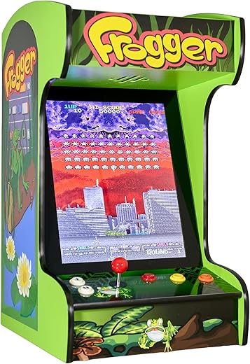Doc and Pies Arcade Factory Classic Home Arcade Machine - Tabletop and Bartop - 412 Retro Games - Full Size LCD Screen, Buttons and Joystick (Green)
