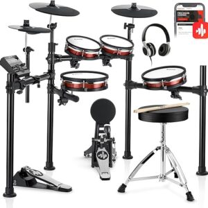 Donner DED-200 MAX Electronic Drum Set with Industry Standard Mesh Heads, 10'' Snare, 8“ Tom, 10'' Tom, 12'' Crash, 450+ Authentic Sounds for...