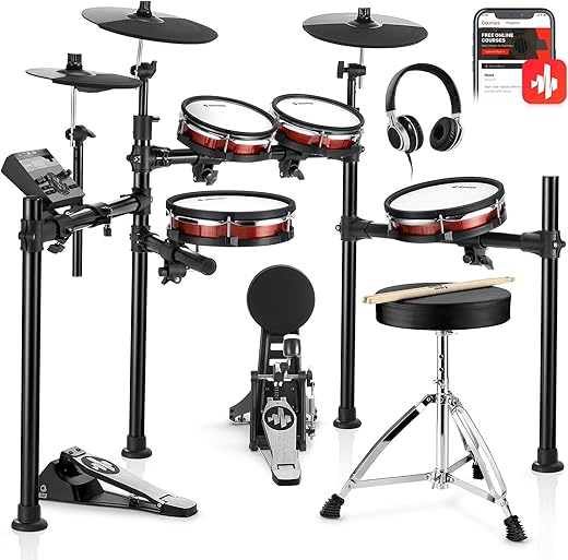 Donner DED-200 MAX Electronic Drum Set with Industry Standard Mesh Heads, 10'' Snare, 8“ Tom, 10'' Tom, 12'' Crash, 450+ Authentic Sounds for...