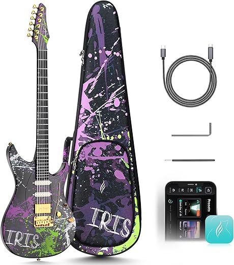 Enya Electric Guitar Inspire 39" Smart Electric Carbon Fiber Guitarra with 15W Wireless Speaker, 20 Distinct Tones, Onboard Presets, Charging...