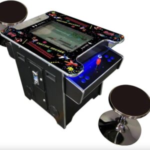 Full Size Commercial Grade Cocktail Arcade Machine 2 Player Retro 412 Games 22" LCD Screen Tempered Glass 2 Stools Included 5 Year Warranty Black