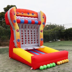 Giant 4 in a Row Connect Inflatable 4-to-Score Basketball Game with Blower+20 Balls, Inflatable Carnival Games for Party, Lawn Games, School Events