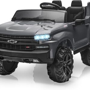 Hetoy 24V 2-Seater Truck Licensed Chevrolet Silverado Ride On Car Toy w/Parent Remote Control,4xSpring Suspension, 3 Speeds, Wireless Music, MP3...