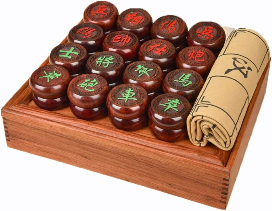 High Gloss Red Sandalwood Chess Rosewood Chess Box Vintage Chess Double Chess Set Living Room Chess Toy (Color : B Size : 4.84.81.8cm) (B 4.8 * 4.8...