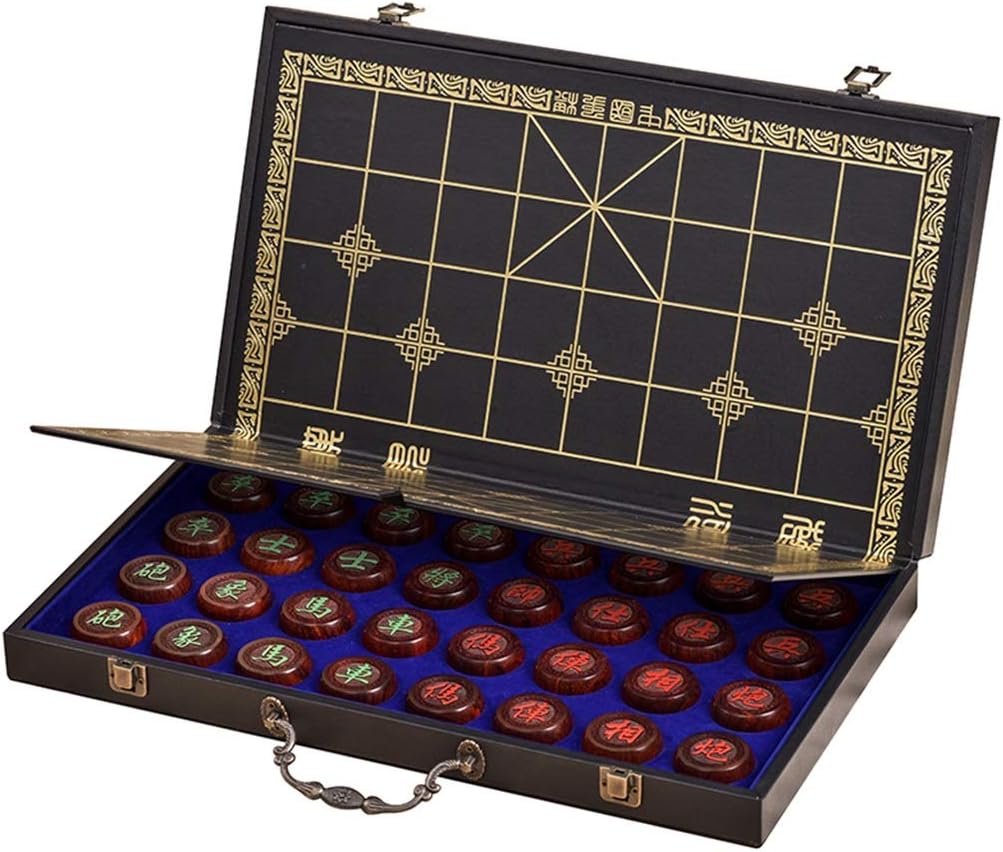 High Gloss Red Sandalwood Chess Rosewood Chess Box Vintage Chess Double Chess Set Living Room Chess Toy (Color : B Size : 4.84.81.8cm) (A 4.8 * 4.8...