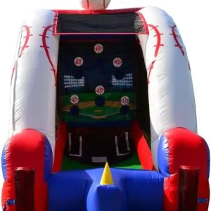 JumpOrange Inflatable Baseball Target Game (with Blower and Foam Bat), Kids and Adults, Commercial Grade, Rental Game, Throwing Target Holes, Toss...