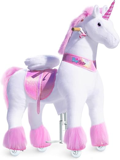 PonyCycle Large Unicorn Ride on Horse Toys for Girls (with Brake/ 42.5" Height/Size 5 for Age 7-12) Ride on Toys Riding Unicorn Pony Rider Walking...