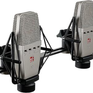 SE Electronics T2-Pair Factory Matched Pair of T2 Large Diaphragm Condenser Microphone, Silver