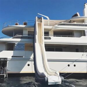 Summer Game Water Toy Inflatable Dock Slides Height Floating Yacht Slide for Boat Pier, Swimming Pool White,22.9Ft/7M