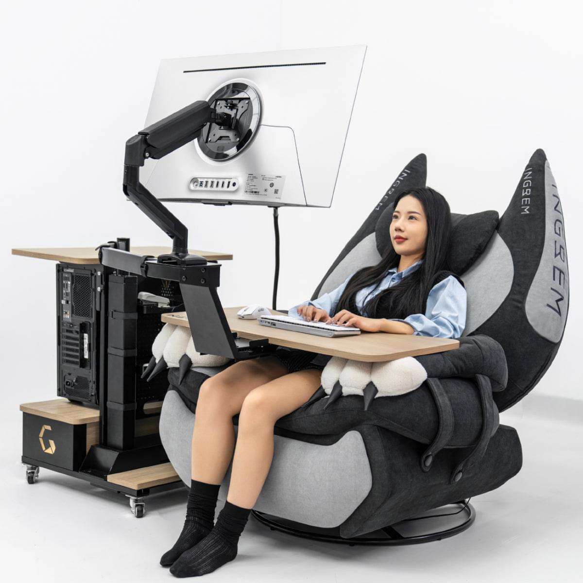 Recliner + floating table package (extra monitor arm is included)